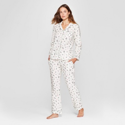 Women's Holly Berry Flannel Notch Collar Pajama Set - Gilligan & O'Malley™ Cream S