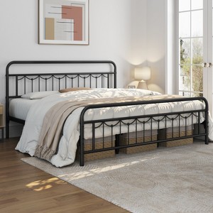 Yaheetech Metal Platform Bed Frame with Vintage Headboard and Footboard - 1 of 4