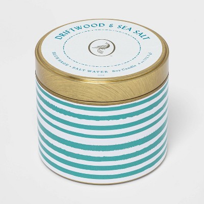 4oz Mini Patterned Tin Driftwood and Sea Salt Candle - Opalhouse™