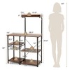 Costway 4-Tier Vintage Kitchen Baker's Rack Utility Microwave Stand w/ Basket & 5 Hooks - 4 of 4