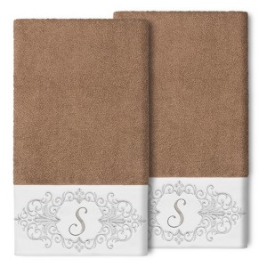 Linum Home Textiles 100% Turkish Cotton MONICA 2PC Embellished Bath Towel Set - 1 of 1