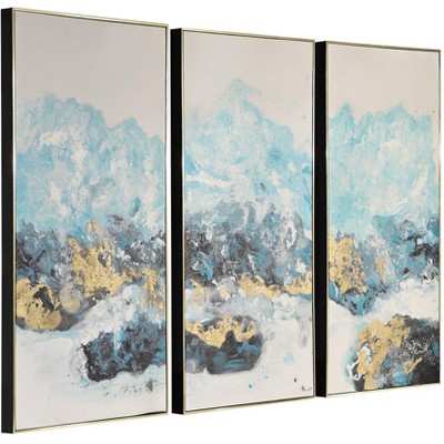 Gold Leaf Embellished Multicolor Abstract Canvas Art Set
