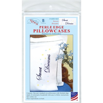 Jack Dempsey Stamped Pillowcases W/White Perle Edge 2/Pkg-Sweet Dreams