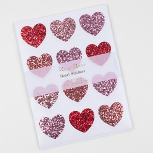 Meri Meri Glitter Heart Stickers (Pack of 8 sheets) - 1 of 2