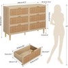 6-Drawer Rattan Dresser - Wide Top Wooden Chest with Deep Storage for Bedroom/Kids Room/Living Room (Natural Weave) - 2 of 4