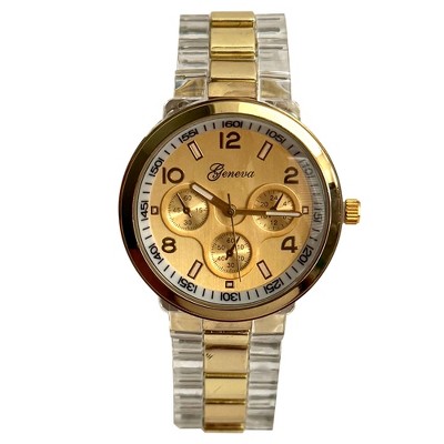 Olivia Pratt Clear and Metallic Band Women Watch