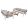 4/6 Piece Patio Sofa Sets With Coffee Table, 2 Chairs, Loveseat, 4 Cushions And Pillows, Woven Rope Conversation Set For Porch Backyard - 2 of 4