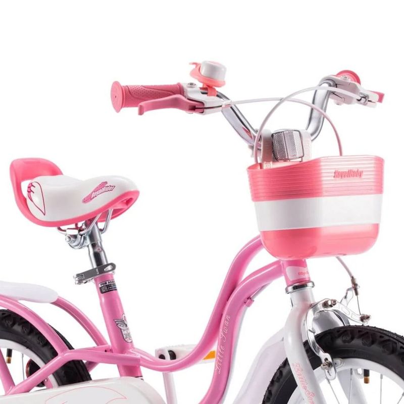 RoyalBaby Little Swan Carbon Steel Kids Bicycle with Dual Hand Brakes, Adjustable Seat, Folding Basket, & Kickstand, for Girls Ages 5 to 9, 4 of 7