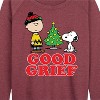 Women's - Peanuts - Holiday Good Grief Lightweight French Terry Wide Neck Long Sleeve Shirt - 2 of 4