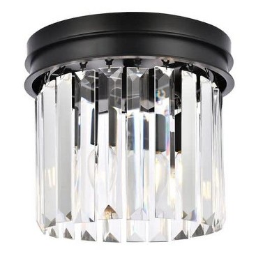 Elegant Lighting Sydney 3 light Matte Black Flush Mount Clear Royal Cut Crystal