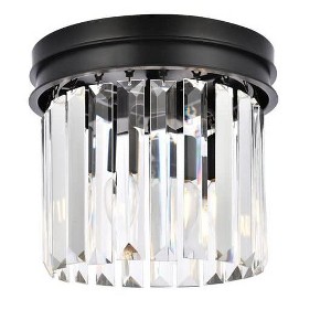 Elegant Lighting Sydney 3 light Matte Black Flush Mount Clear Royal Cut Crystal - 1 of 4