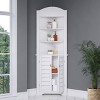RiverRidge Home Brookfield Tall Corner Bathroom Cabinet Storage Organizer with an Open and Adjustable Shelves White - 2 of 4