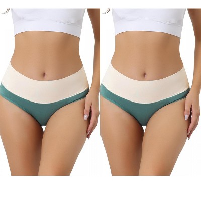 Allegra K Women's High Waist Cotton Comfortable Stretch Soft Tummy Control Briefs 2 Packs