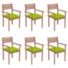 vidaXL Patio Chair Set of 6 Bright green cushions - 2 of 4