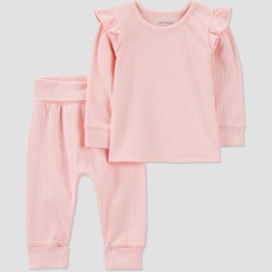 Carter's Just One You® Baby Girls' 2pc Textured Knit Top & Bottom Set - Pink - 1 of 3