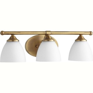 Quorum Lighting Brooks Glass 3-Light Aged Brass Wall Sconce - 1 of 1