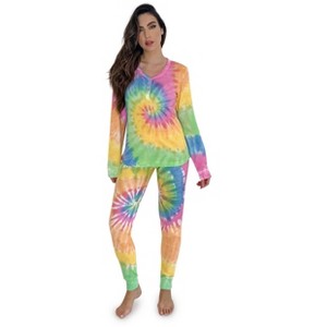 #followme Tie Dye 2 Piece Jogger Thermal Pajama Set for Women 6862-10575-XXL - 1 of 3