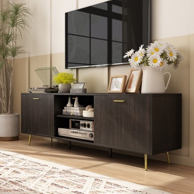 FUFU&GAGA 2-Doors Entertainment Centers TV Stand With Storage Shelves