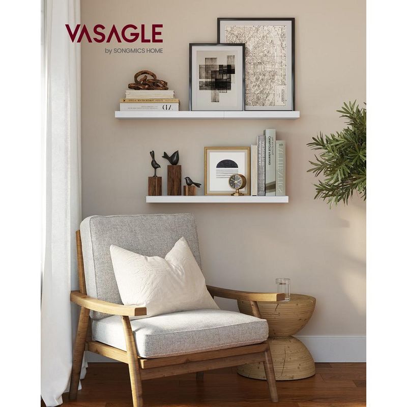 VASAGLE Set of 2 Floating Wall Shelves - Rustic Brown - Display Shelves for Picture Frames - Living Room, Kitchen, 2 of 8