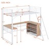 Twin Size Metal Loft Bed with 3 Layers of Shelves and L-shaped Desk, Black - 4 of 4
