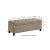 TIRAMISUBEST Upholstered tufted button storage bench ,Linen fabric entry bench with spindle wooden legs, Bed bench- Linen - 3 of 4