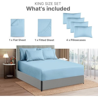 Light Blue Full Size Microfiber Deep Pocket Sheet Set