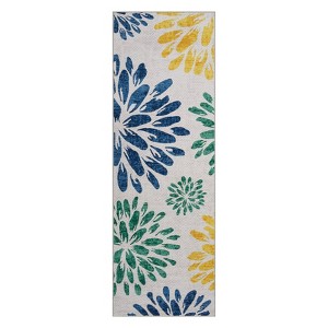 Coolmee Washable Area Rugs Non-Slip Modern Floral Indoor Rug Non-Shedding Soft Low Pile Carpet for Living Room Bedroom Home Office - 1 of 4