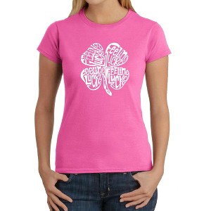 LA Pop Art Women's Word Art T-Shirt - Feeling Lucky - 1 of 4