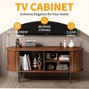 HDZNVF TV Stand, 47 inch Modern TV Console Table with Storage Compartment and Sliding Door, Walnut - 3 of 4