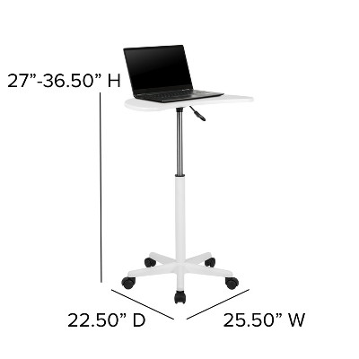 White Adjustable Mobile Laptop Desk with Casters