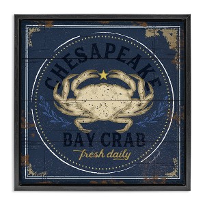 Stupell Industries Vintage Chesapeake Bay Crab Floating Frame Canvas Art, Black, 18" x 18" - 1 of 4