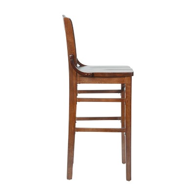 Elegant Walnut Wood School House Back Barstool