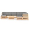 vidaXL Patio Furniture Set 10 Piece Outdoor Sectional Sofa Solid Wood Pine - Natural With Cushions - 3 of 4