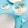 Big Dot of Happiness 25 Ct Palm Tree Beach Drink Coasters, 4-Inch Disposable Round Paper Coasters for Tropical Weddings or Engagement Party - 3 of 4