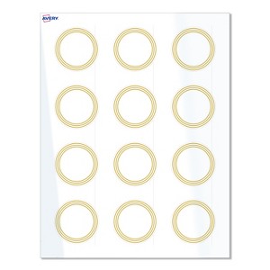 Avery Labels, 2" Diameter, Glossy White, Multi-Lined Gold Border, 120ct - 1 of 4
