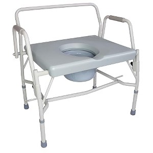 DMI Drop Arm Portable Toilet Commode, Extra-Wide Seat, 500 Pound Weight Capacity, Bucket with Lid Included, Adjustable Legs - 1 of 4