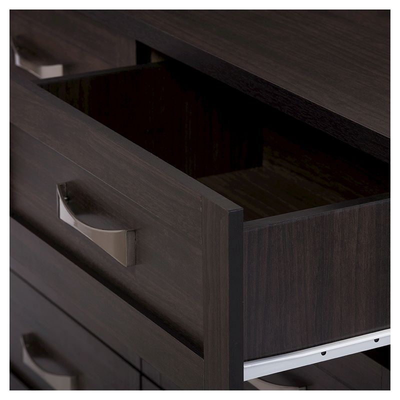 Colburn Modern and Contemporary 6 Drawer Wood Storage Dresser Dark Brown Finish - Baxton Studio, 5 of 7