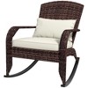 Outsunny Outdoor Wicker Adirondack Rocking Chair, Patio Rattan Rocker Chair with High Back, Seat Cushion and Pillow for Porch, Balcony - image 4 of 4