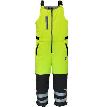 Refrigiwear Insulated Reflective High Visibility Extreme Softshell Bib  Overalls (black/lime W/ Tape, Large) : Target
