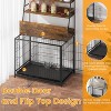 Dog Crate Furniture, 57 Inch Dog Kennel Furniture with Storage Shelves and Removable Tray, Indoor Dog House with 2 Doors and 2 Bowls - 4 of 4