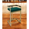 HomeRoots 26" Green and Gold Velvet and Stainless Steel Backless Bar Height Bar Chair - 2 of 3