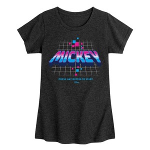 Girls' - Disney - Mickey Gamer Logo Press Button Fitted Short Sleeve Graphic T-Shirt - 1 of 4