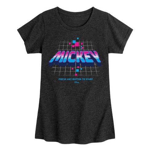 Girls' - Disney - Mickey Gamer Logo Press Button Fitted Short Sleeve Graphic T-Shirt - image 1 of 4