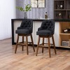 Bar Stools Counter Height Chairs Set Of 2 ,Kitchen Chairs 360 Degree Swivel Wood Legs,Dining Chairs Linen Fabric With Footrest-Cuddlewood - 2 of 4