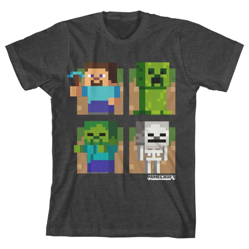 Minecraft Boy's Charcoal Heather T-Shirt, 1 of 4