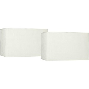 Springcrest Set of 2 Rectangular Lamp Shades Off-White Medium 16" Wide x 8" Deep x 10" High Spider Replacement Harp Finial Fitting - 1 of 4