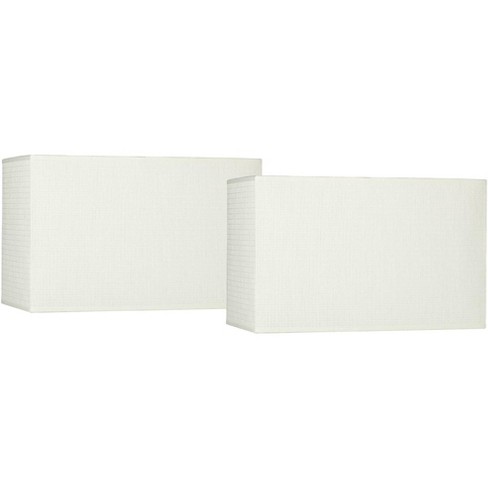 Springcrest Set of 2 Rectangular Lamp Shades Off-White Medium 16" Wide x 8" Deep x 10" High Spider Replacement Harp Finial Fitting - image 1 of 4