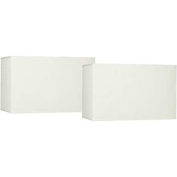 Springcrest Set of 2 Rectangular Lamp Shades Off-White Medium 16" Wide x 8" Deep x 10" High Spider Replacement Harp Finial Fitting
