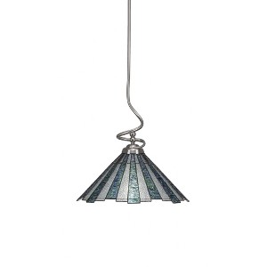 Toltec Lighting Capri 1 - Light Pendant in  Brushed Nickel with 16" Sea Ice Art Glass Shade - 1 of 2