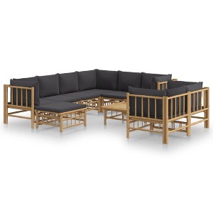 vidaXL Garden Lounge Set Dark grey, Bamboo Bamboo, Polyester Large - 1 of 4